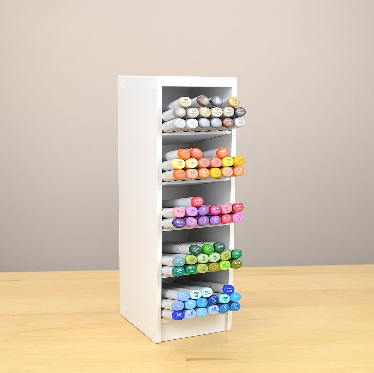 Beautiful small Marker Organizer full of colorful Copic markers, made by OrganizeMore. 