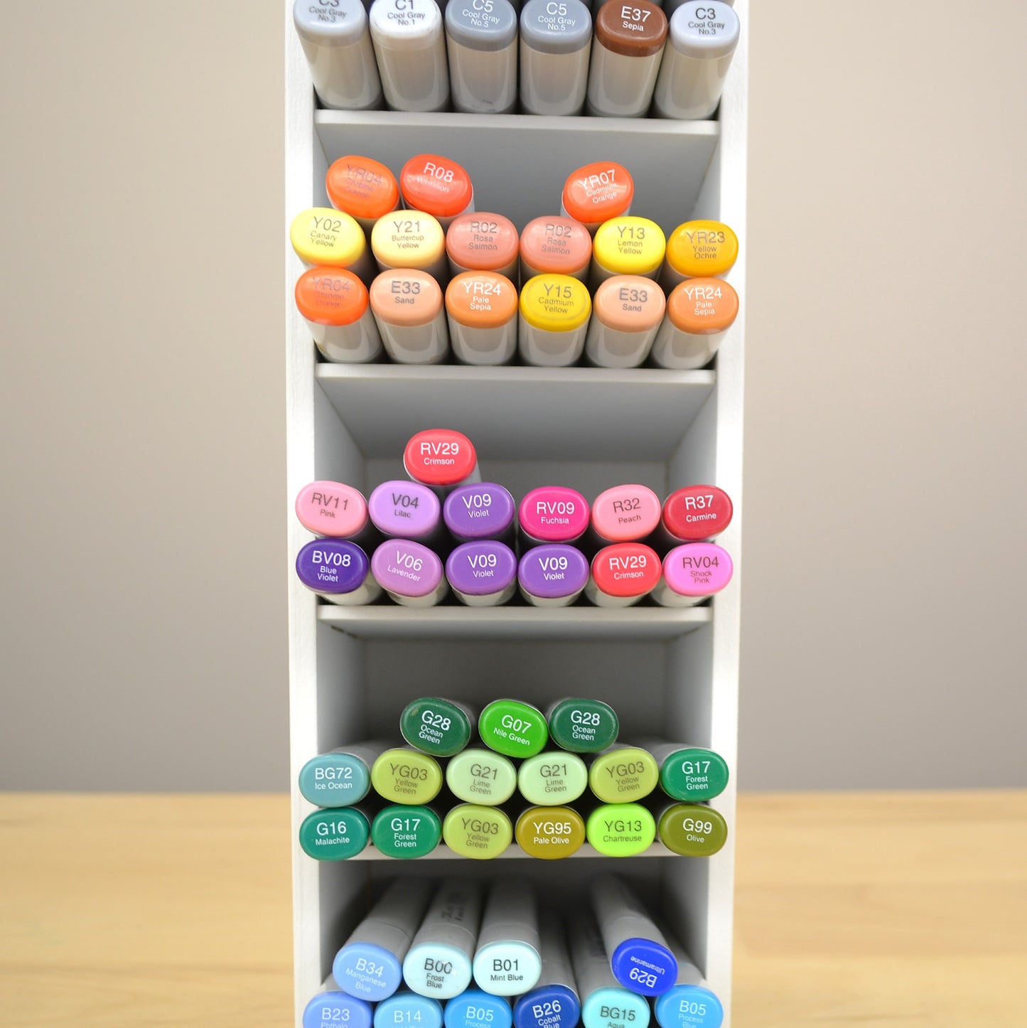 Copic markers in a white craft holder made by OrganizeMore. 